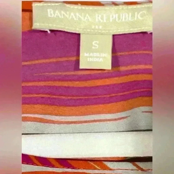 Banana Republic Womens Blouse Size Small Red Pink White Stripes Elastic Waist - Picture 5 of 8